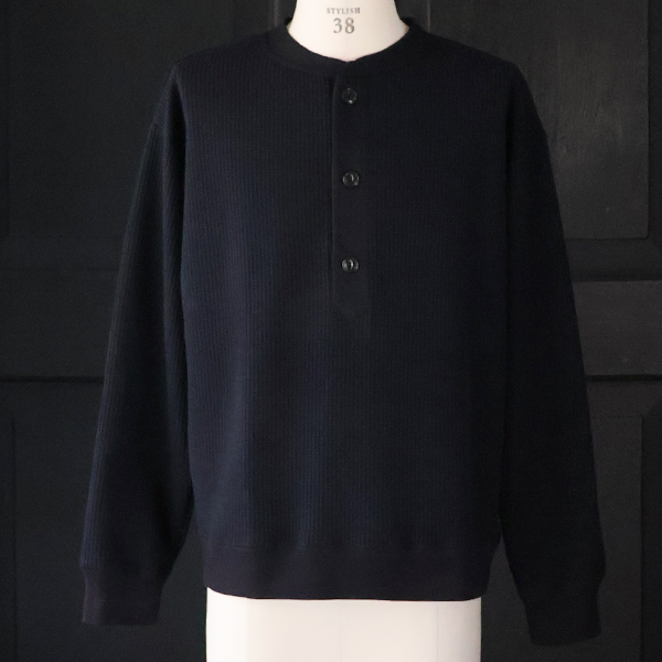 画像8: ウールビッグワッフル 布帛ヘンリーネック ニットソー【MADE IN JAPAN】『日本製』 / Upscape Audience (8)