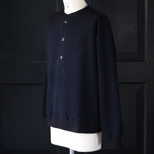 画像9: ウールビッグワッフル 布帛ヘンリーネック ニットソー【MADE IN JAPAN】『日本製』 / Upscape Audience (9)