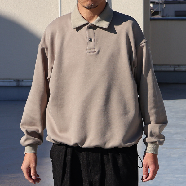 画像2: ボンバーヒート爆暖裏起毛 ヘムドローコード バルーン ポロスウェット【MADE IN JAPAN】『日本製』 / Upscape Audience (2)