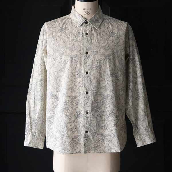 画像6: 日本製 プリントブロード ワンウォッシュ レギュラーカラー 長袖 テーパードシャツ【MADE IN JAPAN】『日本製』/ Upscape Audience (6)