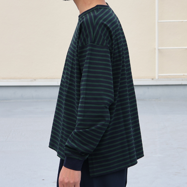 画像4: 透湿・UVカット「多機能COTTON」 引揃ハイゲージ天竺 & ボーダー (7オンス) クルーネック 長袖 Tシャツ【MADE IN JAPAN】『日本製』/ Upscape Audience (4)