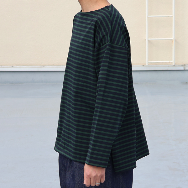 画像4: 透湿・UVカット「多機能COTTON」 引揃ハイゲージ天竺 & ボーダー (7オンス) ボートネック 長袖 Tシャツ【MADE IN JAPAN】『日本製』/ Upscape Audience (4)