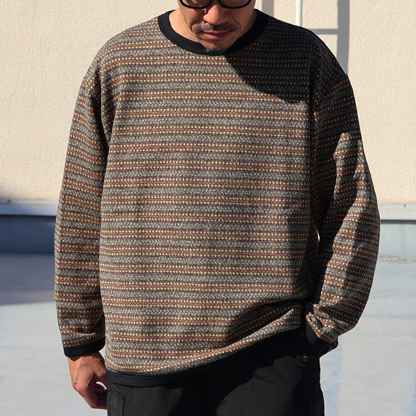 画像3: 「尾州」JAZZネップ マルチカラー ジャガード クルーネック ニットソー 【MADE IN JAPAN】『日本製』/ Upscape Audience (3)