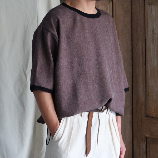 画像9: Naturemier™️（ナチュレミア）TECH リネンライク メランジツイル ドローコード バルーン ハーフスリーブ リンガー POシャツ【MADE IN JAPAN】『日本製』/ Upscape Audience (9)