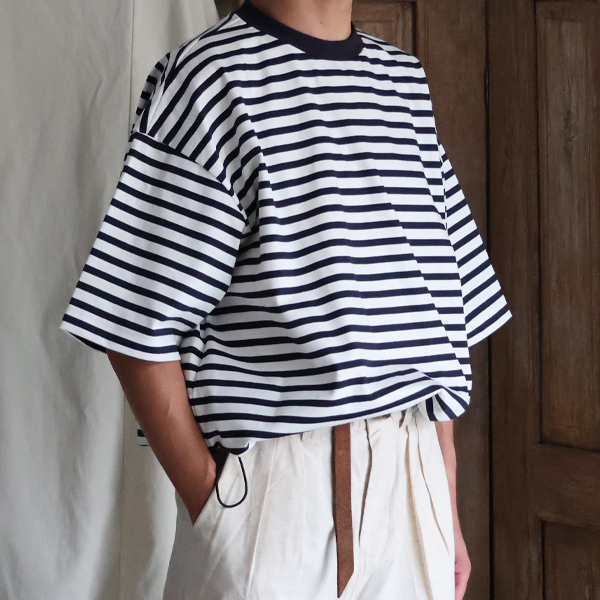 画像8: VORTEX 8オンス (MVS天竺) ボーダー ハーフスリーブ ドローコード バルーン Tシャツ【MADE IN JAPAN】『日本製』/ Upscape Audience (8)