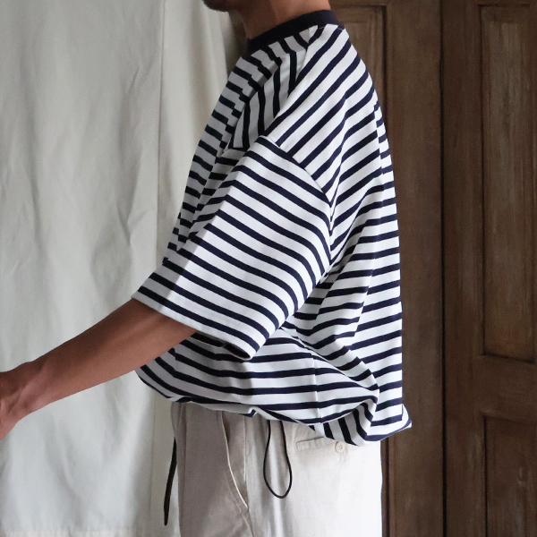 画像9: VORTEX 8オンス (MVS天竺) ボーダー ハーフスリーブ ドローコード バルーン Tシャツ【MADE IN JAPAN】『日本製』/ Upscape Audience (9)