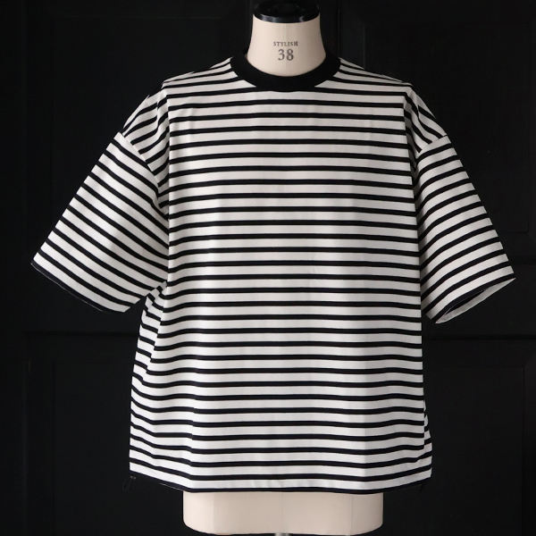 画像2: VORTEX 8オンス (MVS天竺) ボーダー ハーフスリーブ ドローコード バルーン Tシャツ【MADE IN JAPAN】『日本製』/ Upscape Audience (2)