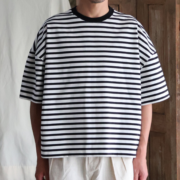 画像3: VORTEX 8オンス（MVS天竺) ボーダー クルーネック ハーフスリーブ クロップドTEE【MADE IN JAPAN】『日本製』/ Upscape Audience (3)