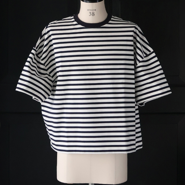 画像2: VORTEX 8オンス（MVS天竺) ボーダー クルーネック ハーフスリーブ クロップドTEE【MADE IN JAPAN】『日本製』/ Upscape Audience (2)