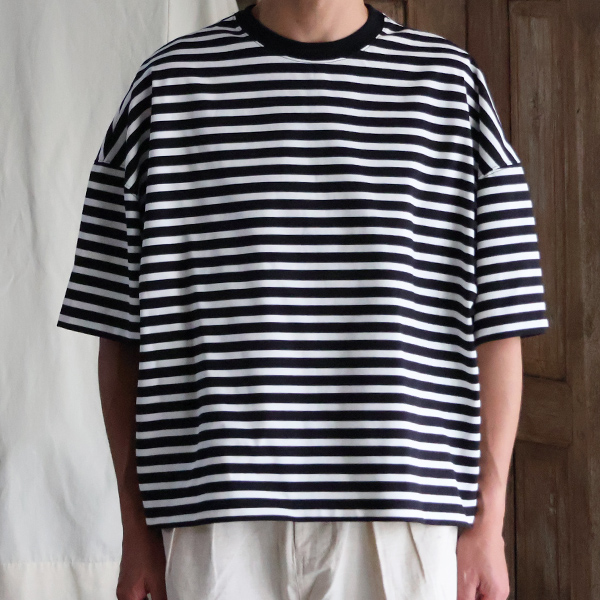 画像11: VORTEX 8オンス（MVS天竺) ボーダー クルーネック ハーフスリーブ クロップドTEE【MADE IN JAPAN】『日本製』/ Upscape Audience (11)