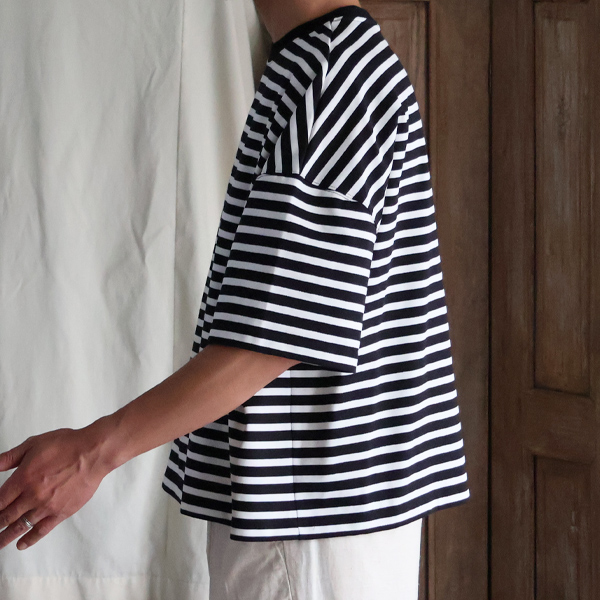 画像12: VORTEX 8オンス（MVS天竺) ボーダー クルーネック ハーフスリーブ クロップドTEE【MADE IN JAPAN】『日本製』/ Upscape Audience (12)