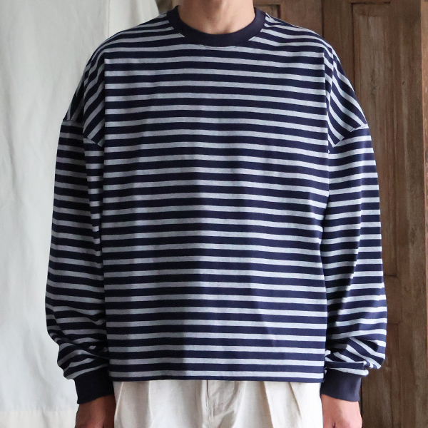 画像3: VORTEX 8オンス（MVS天竺）ボーダークルーネッククロップド 長袖 Tシャツ【MADE IN JAPAN】『日本製』/ Upscape Audience (3)