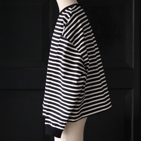 画像7: VORTEX 8オンス（MVS天竺）ボーダークルーネッククロップド 長袖 Tシャツ【MADE IN JAPAN】『日本製』/ Upscape Audience (7)