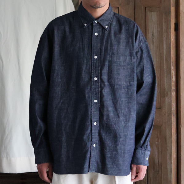 画像3: 「備中備後」 6オンス セルヴィッチ 白耳デニム 釦ダウン ボクシーAライン 長袖シャツ【MADE IN JAPAN】『日本製』【送料無料】/ Upscape Audience (3)
