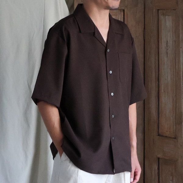 画像2: NaturemierTM(ナチュレミア)TECH リネンライク トロピカル オープンカラー ハーフスリ ーブシャツ【MADE IN JAPAN】『日本製』/ Upscape Audience (2)