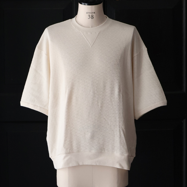画像5: 「泉州」ハニカムサマーニット（7.45オンス）ガゼットクルーネック ハーフスリーブ スウェットライクTシャツ【MADE IN JAPAN】『日本製』 / Upscape Audience (5)