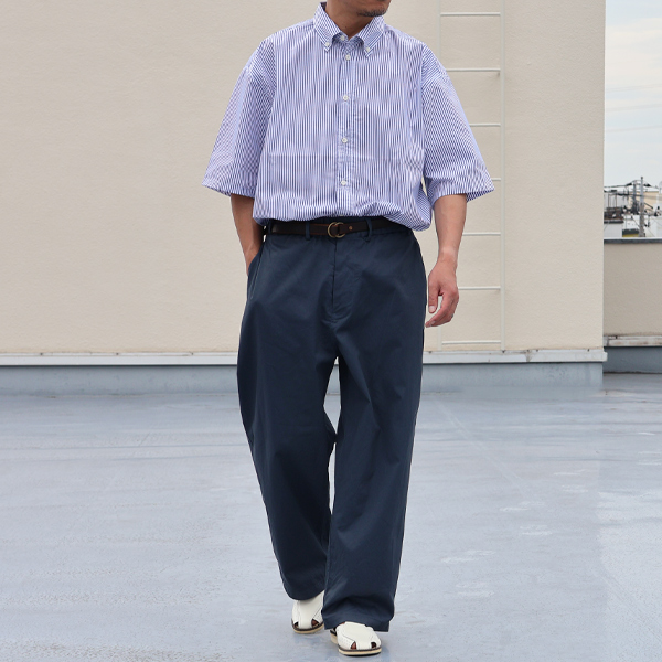 画像10: 吸水速乾・接触冷感・UVカット「多機能TECH 」 コットンライク ストライプ ボタンダウン ボクシーAライン ハーフスリーブシャツ【MADE IN JAPAN】『日本製』/ Upscape Audience (10)