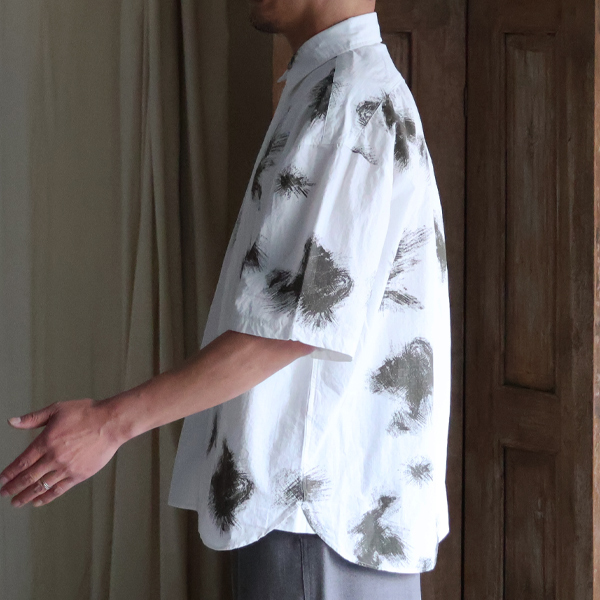 画像4: 「丹後」リップストップオーガニックコットン GERMAN スノーカモ レギュラーカラー ボクシーAライン ハーフスリーブシャツ【MADE IN JAPAN】『日本製』/ Upscape Audience (4)