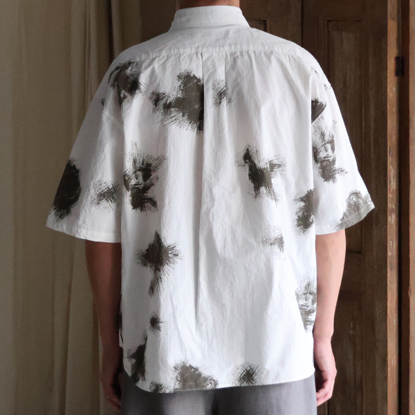 画像5: 「丹後」リップストップオーガニックコットン GERMAN スノーカモ レギュラーカラー ボクシーAライン ハーフスリーブシャツ【MADE IN JAPAN】『日本製』/ Upscape Audience (5)