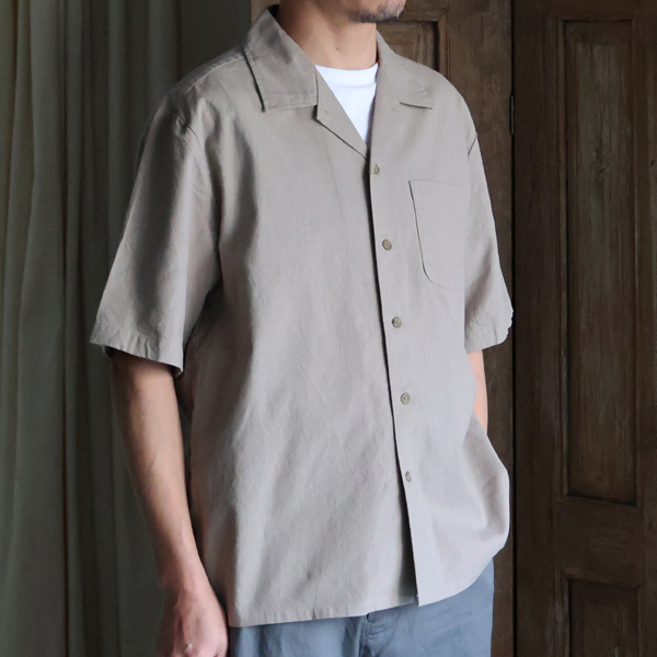 画像2: 「和歌山」綿麻ビンテージソフトキャンバス オープンカラー ハーフスリーブシャツ【MADE IN JAPAN】『日本製』/ Upscape Audience (2)