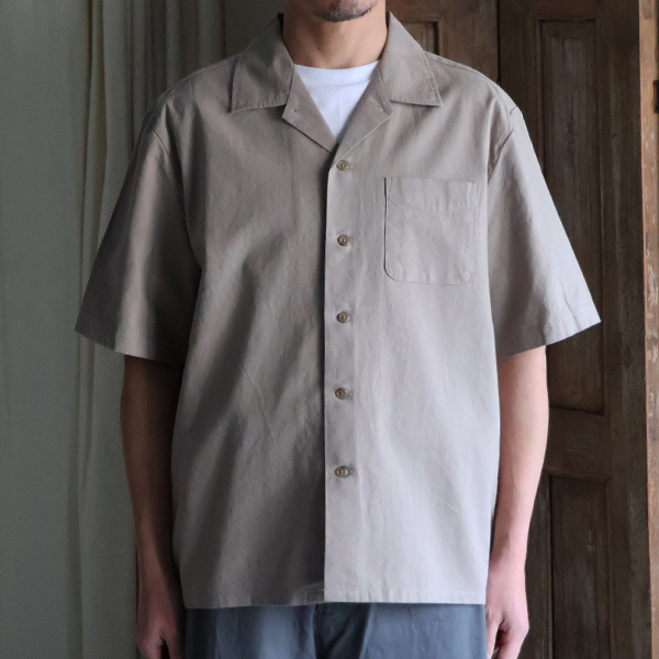 画像3: 「和歌山」綿麻ビンテージソフトキャンバス オープンカラー ハーフスリーブシャツ【MADE IN JAPAN】『日本製』/ Upscape Audience (3)