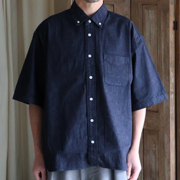 画像9: 「備後」 8オンス ムラデニム  ボタンダウン ボクシーAライン 半袖シャツ【MADE IN JAPAN】『日本製』/ Upscape Audience (9)