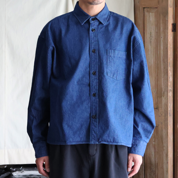 画像3: 「備中備後」KAIHARA DENIM®︎（10オンス） ボクシー クロップド 長袖シャツ【MADE IN JAPAN】『日本製』/ Upscape Audience (3)