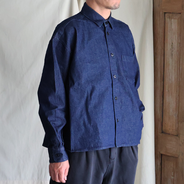 画像6: 「備中備後」KAIHARA DENIM®︎（10オンス） ボクシー クロップド 長袖シャツ【MADE IN JAPAN】『日本製』/ Upscape Audience (6)