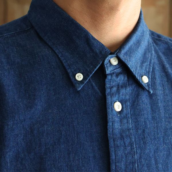 画像6: 「備中備後」 KAIHARA DENIM®(8オンス) カイハラデニム ボタンダウン ボクシーAライン 長袖シャツ【MADE IN JAPAN】『日本製』【送料無料】/ Upscape Audience (6)