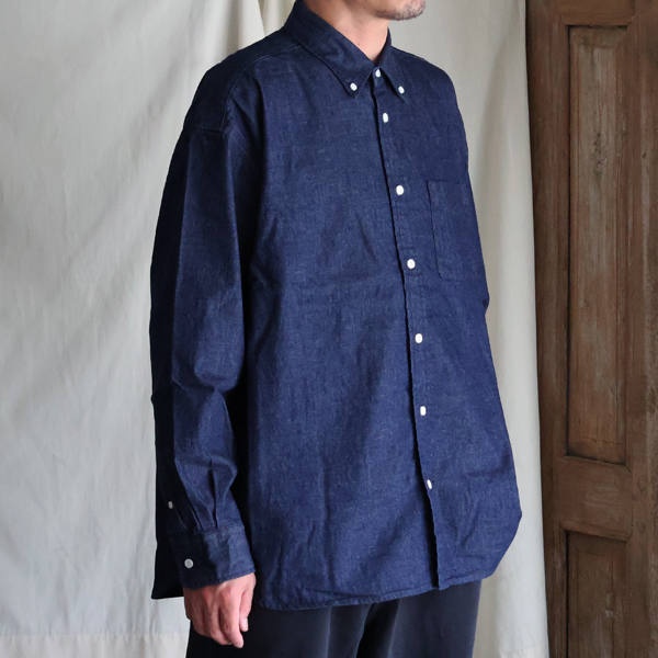 画像8: 「備中備後」 KAIHARA DENIM®(8オンス) カイハラデニム ボタンダウン ボクシーAライン 長袖シャツ【MADE IN JAPAN】『日本製』【送料無料】/ Upscape Audience (8)
