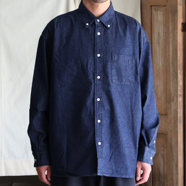 画像9: 「備中備後」 KAIHARA DENIM®(8オンス) カイハラデニム ボタンダウン ボクシーAライン 長袖シャツ【MADE IN JAPAN】『日本製』【送料無料】/ Upscape Audience (9)