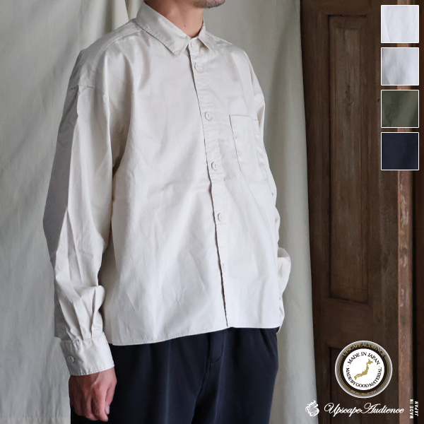 画像1: 「遠州」7オンス チノクロス ボクシー クロップド 長袖シャツ【MADE IN JAPAN】『日本製』/ Upscape Audience【ご予約商品・8月25日入荷予定】 (1)