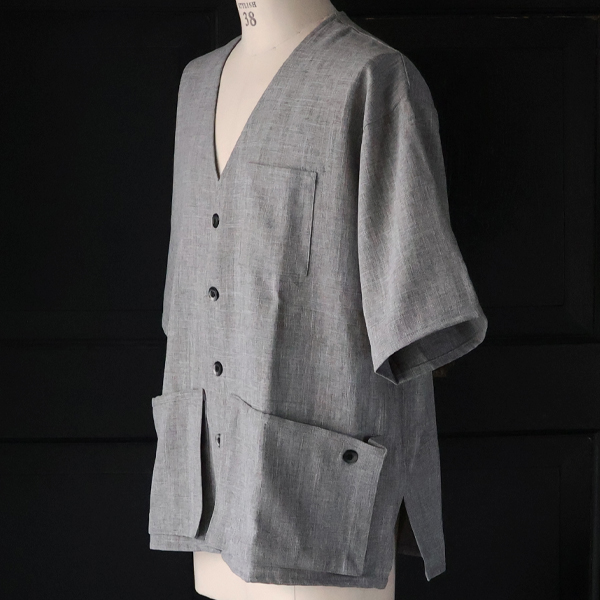 画像15: Naturemier™️(ナチュレミア)TECH リネンライク メランジクロス ハーフスリーブ ハンティングジャケット『MADE IN JAPAN』『日本製』【送料無料】Upscape Audience (15)