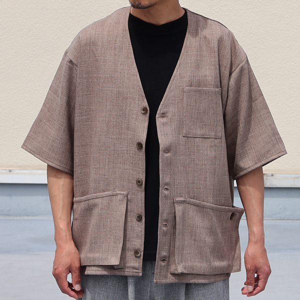 画像2: Naturemier™️(ナチュレミア)TECH リネンライク メランジクロス ハーフスリーブ ハンティングジャケット『MADE IN JAPAN』『日本製』【送料無料】Upscape Audience (2)