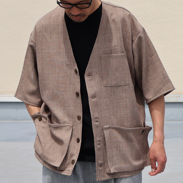 画像3: Naturemier™️(ナチュレミア)TECH リネンライク メランジクロス ハーフスリーブ ハンティングジャケット『MADE IN JAPAN』『日本製』【送料無料】Upscape Audience (3)