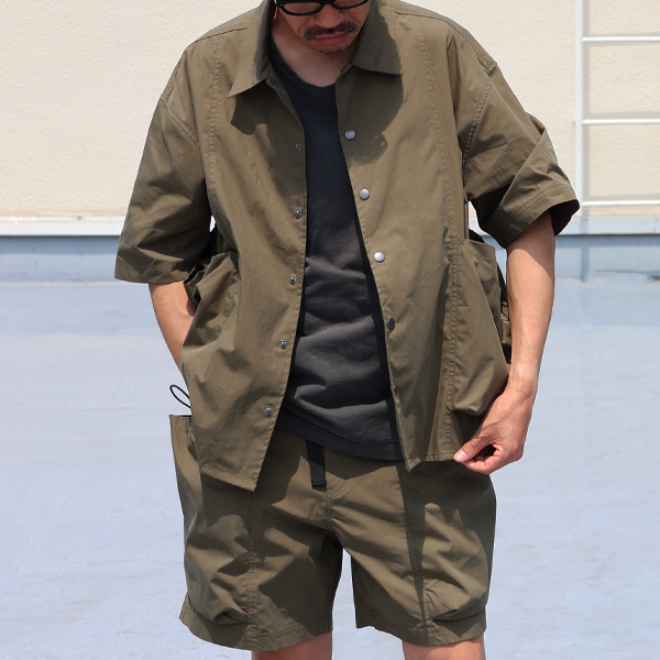 画像4: 綿ナイロンキャンバス サイドドローコード ビックポケット ハーフスリーブ ジャケット / Audience (4)