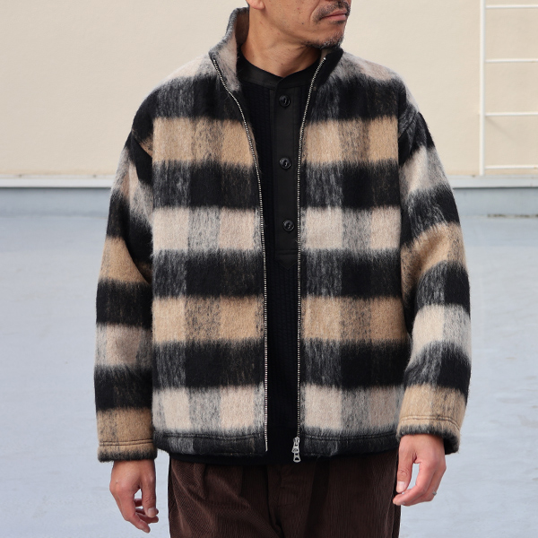 画像2: ECOLANA(エコラーナ) シャギーチェック スタンド ZIP ジャケット【MADE IN JAPAN】『日本製』【送料無料】 / Upscape Audience (2)
