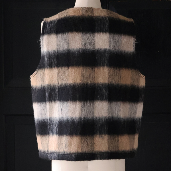 画像15: ECOLANA シャギーチェック ノーカラー ZIP ベスト【MADE IN JAPAN】『日本製』【送料無料】 / Upscape Audience (15)