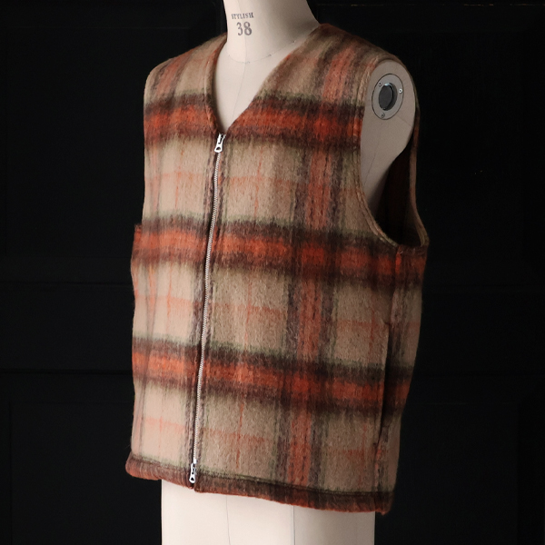 画像11: ECOLANA シャギーチェック ノーカラー ZIP ベスト【MADE IN JAPAN】『日本製』【送料無料】 / Upscape Audience (11)