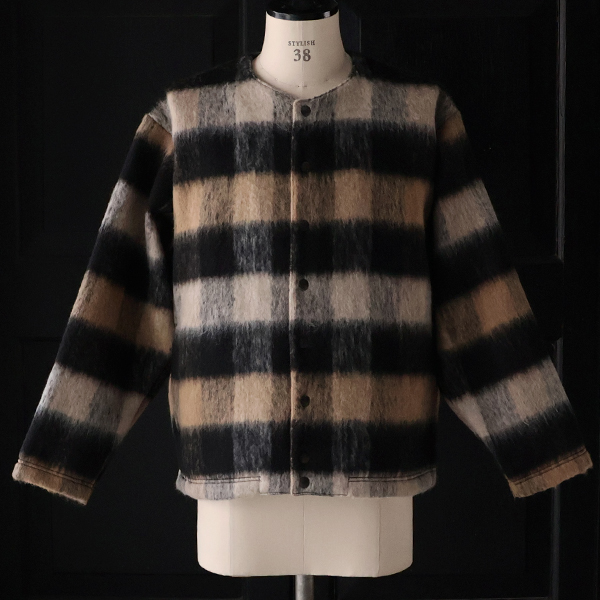 画像10: ECOLANA(エコラーナ) シャギーチェック ノーカラー スナップ ジャケット【MADE IN JAPAN】『日本製』【送料無料】 / Upscape Audience (10)