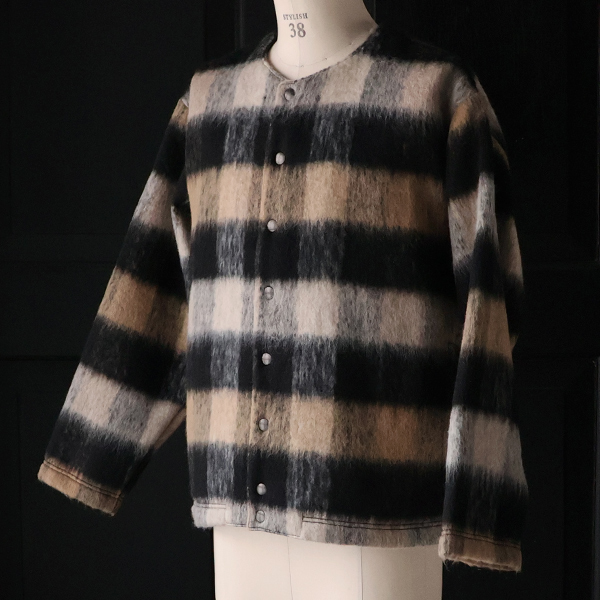 画像11: ECOLANA(エコラーナ) シャギーチェック ノーカラー スナップ ジャケット【MADE IN JAPAN】『日本製』【送料無料】 / Upscape Audience (11)