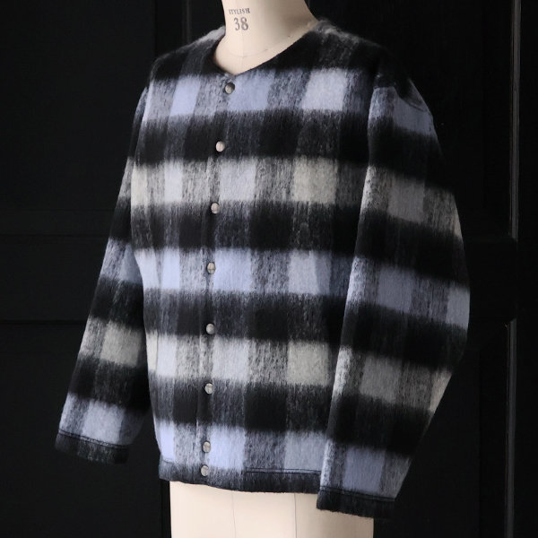 画像7: ECOLANA(エコラーナ) シャギーチェック ノーカラー スナップ ジャケット【MADE IN JAPAN】『日本製』【送料無料】 / Upscape Audience (7)