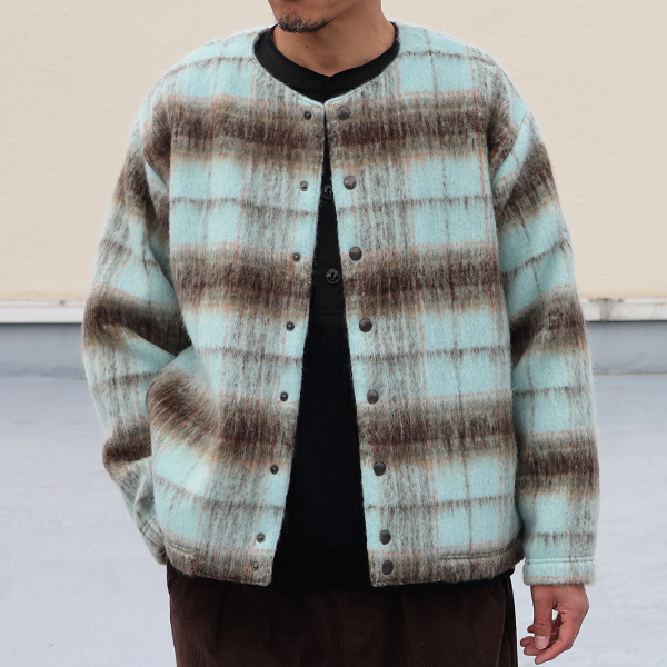 画像3: ECOLANA(エコラーナ) シャギーチェック ノーカラー スナップ ジャケット【MADE IN JAPAN】『日本製』【送料無料】 / Upscape Audience (3)