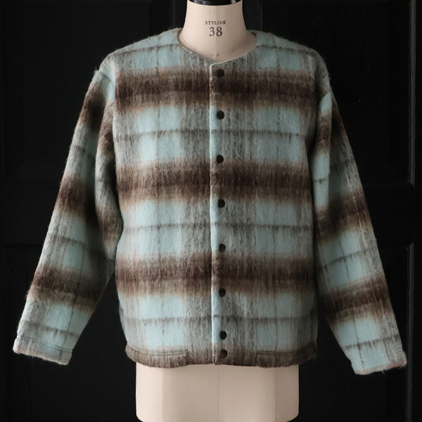 画像8: ECOLANA(エコラーナ) シャギーチェック ノーカラー スナップ ジャケット【MADE IN JAPAN】『日本製』【送料無料】 / Upscape Audience (8)