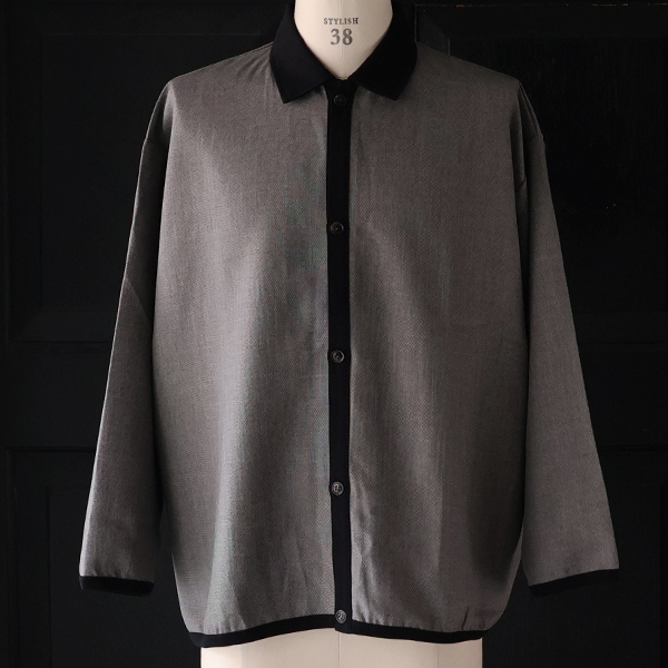 画像2: LANATEC® (ラナテック) TECH シャンブレーシャークスキン ポロカーディガン【MADE IN JAPAN】『日本製』【送料無料】/ Upscape Audience (2)