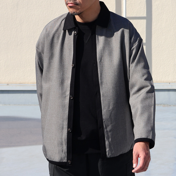 画像2: LANATEC® (ラナテック) TECH シャンブレーシャークスキン ポロカーディガン【MADE IN JAPAN】『日本製』【送料無料】/ Upscape Audience (2)