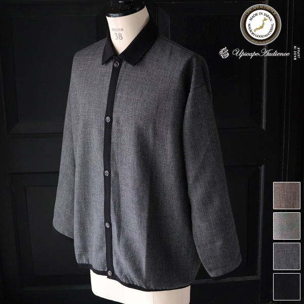 画像1: LANATEC® (ラナテック) TECH シャンブレーシャークスキン ポロカーディガン【MADE IN JAPAN】『日本製』【送料無料】/ Upscape Audience (1)