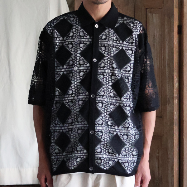 画像7: 「北陸」カットブローシェレース ハーフスリーブ ポロ カーディガン【MADE IN JAPAN】『日本製』【送料無料】/ Upscape Audience (7)