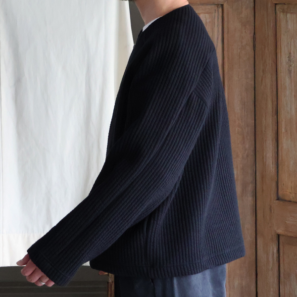 画像4: 「尾州」コットンキルト ノーカラーZIPジャケット【MADE IN JAPAN】『日本製』 / Upscape Audience (4)