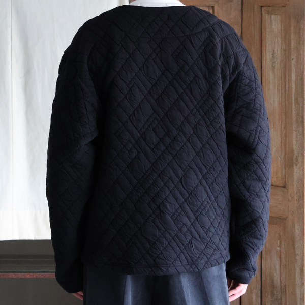 画像5: 「尾州」ダイヤ柄コットンキルト フィンガーホール付き ノーカラースナップジャケット【MADE IN JAPAN】『日本製』 / Upscape Audience (5)